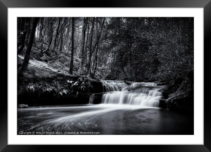 Goit Stock waterfall in a forest  Framed Mounted Print by PHILIP CHALK