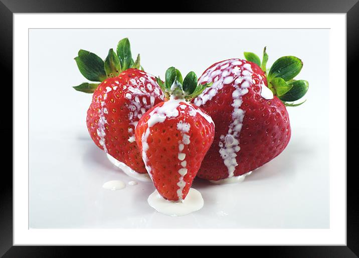 Strawberries and cream Framed Mounted Print by Chris Day