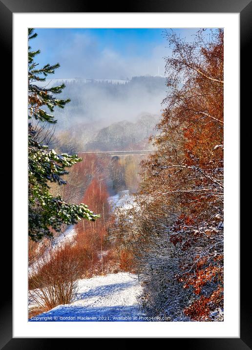 Bargoed Viaduct in the snow and Mist Framed Mounted Print by Gordon Maclaren