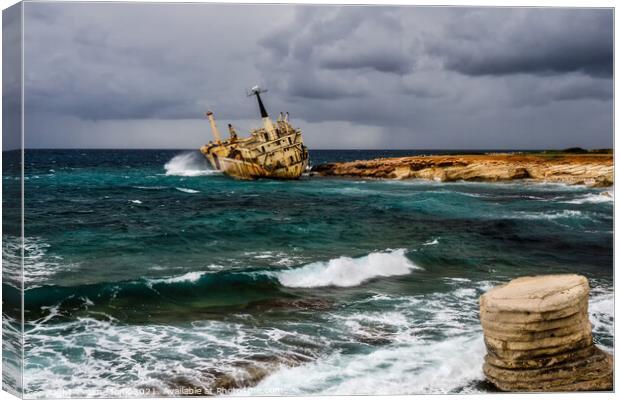 Shipwreck of Edro III in Cyprus Canvas Print by Jim Monk