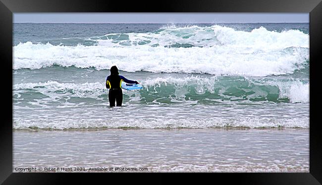 The Surf Is Calling Framed Print by Peter F Hunt