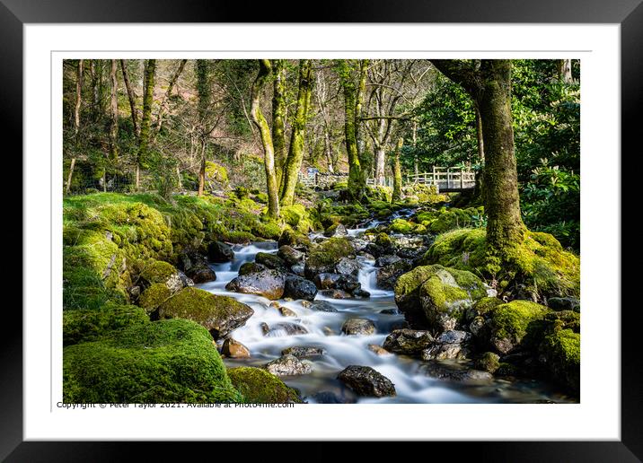 Flowing river by the Minffordd path Framed Mounted Print by Peter Taylor