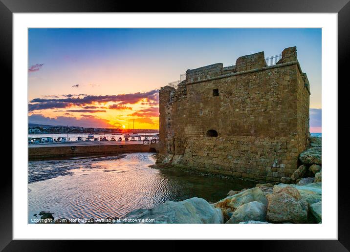 Paphos Castle sunset Framed Mounted Print by Jim Monk