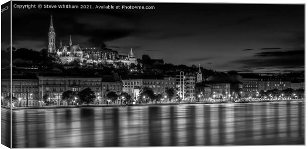 The River Danube and Matthius Church, Budapest. Canvas Print by Steve Whitham