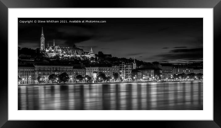 The River Danube and Matthius Church, Budapest. Framed Mounted Print by Steve Whitham