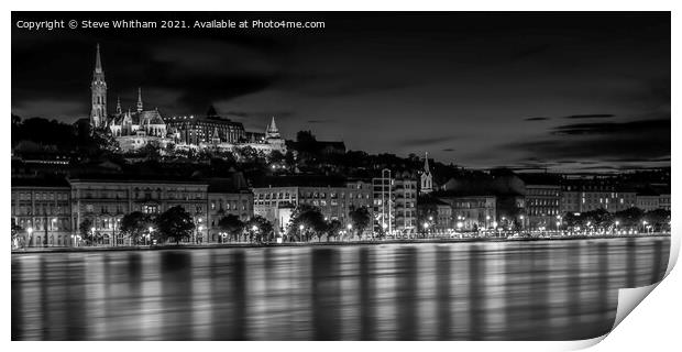 The River Danube and Matthius Church, Budapest. Print by Steve Whitham