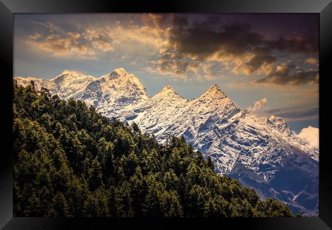 Evening view Himalaya mountains with beautiful sky. Framed Print by Sergey Fedoskin