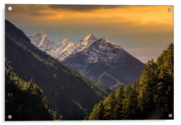 Evening view Himalaya mountains. Acrylic by Sergey Fedoskin