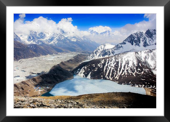 Lake in Himalayas. Framed Mounted Print by Sergey Fedoskin