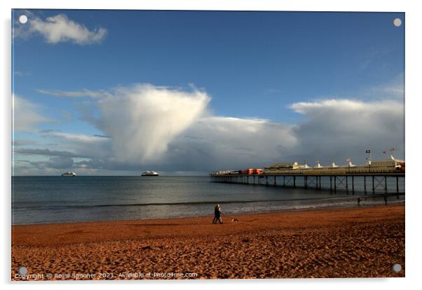 Clouds at Paignton Pier Acrylic by Rosie Spooner