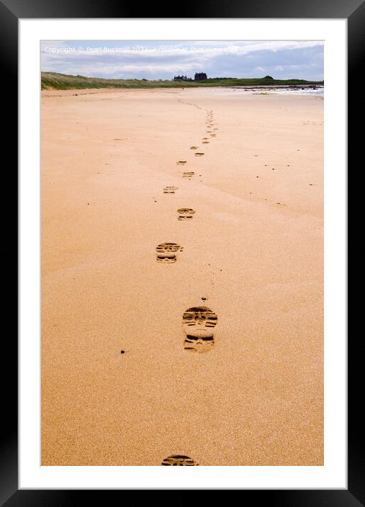 Footprints on Fife Coastal Path Across a Beach Framed Mounted Print by Pearl Bucknall