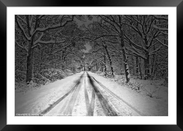 Treacherous Winter Drive Framed Mounted Print by Jeremy Sage