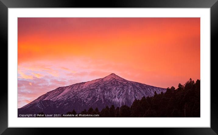 Sunrise over Mount Teide Framed Mounted Print by Peter Louer
