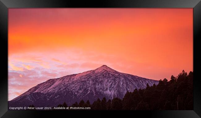Sunrise over Mount Teide Framed Print by Peter Louer