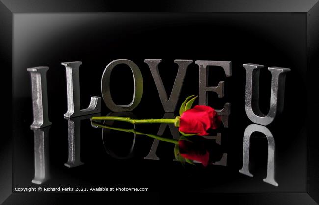 Valentine Love you Rose Framed Print by Richard Perks