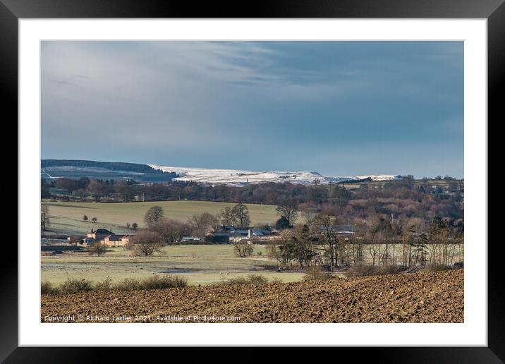 Thorpe Farm to The Stang in Winter Framed Mounted Print by Richard Laidler