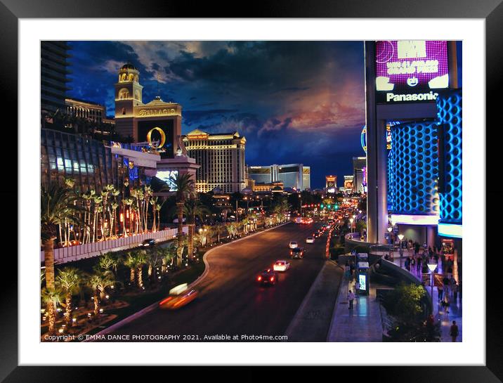 Las Vegas by Night Framed Mounted Print by EMMA DANCE PHOTOGRAPHY