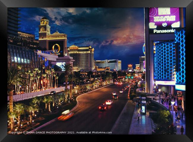 Las Vegas by Night Framed Print by EMMA DANCE PHOTOGRAPHY