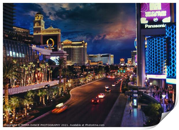 Las Vegas by Night Print by EMMA DANCE PHOTOGRAPHY