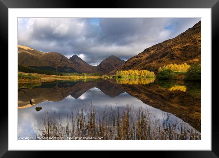 Glen Etive Loch Nam Urr  Autumn Scenery Scotland. Framed Mounted Print by Barbara Jones