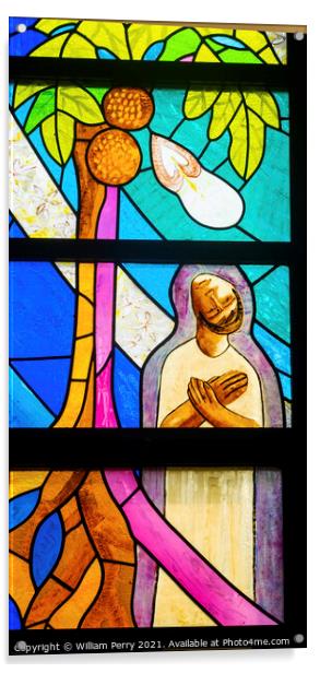 Colorful Doubting St Thomas Stained Glass Basilica Notre Dame Ca Acrylic by William Perry