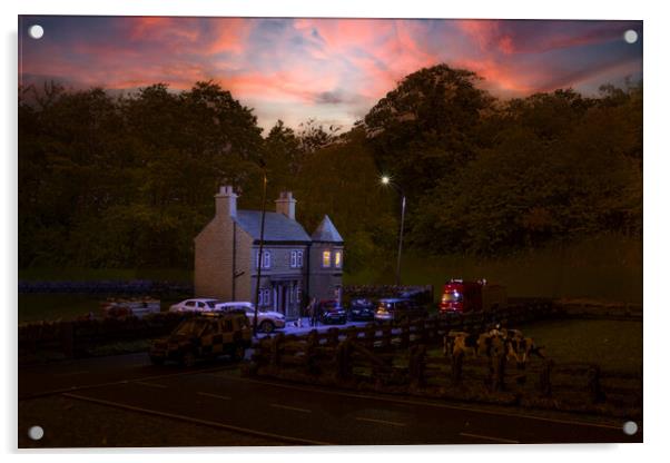 Sunset At Smallville Hall Acrylic by Steve Purnell