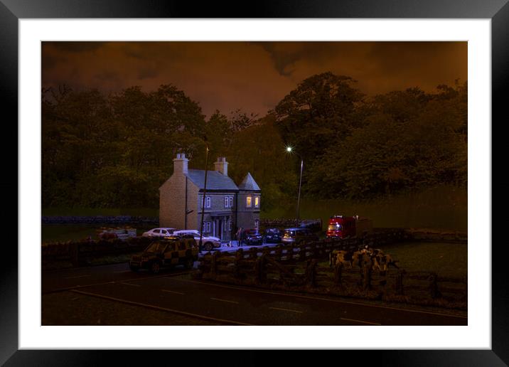 Smallville Hall At Night Framed Mounted Print by Steve Purnell