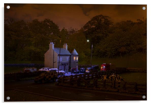 Smallville Hall At Night Acrylic by Steve Purnell