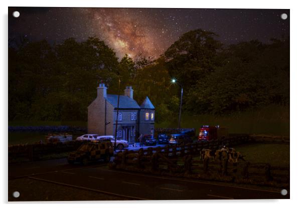 Smallville Hall And The Milky Way Acrylic by Steve Purnell