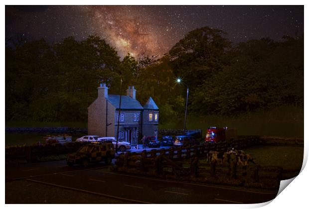 Smallville Hall And The Milky Way Print by Steve Purnell