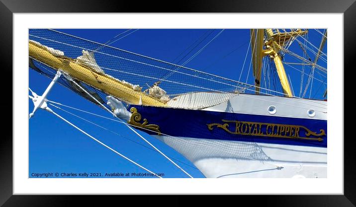 Royal Clipper - Ship's Name and Figurehead Framed Mounted Print by Charles Kelly