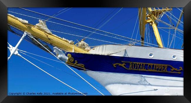 Royal Clipper - Ship's Name and Figurehead Framed Print by Charles Kelly