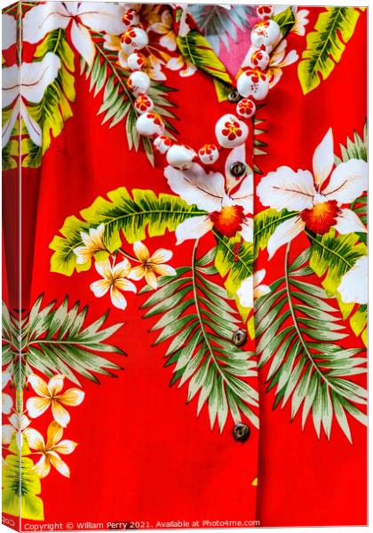 Colorful Red Hawaiian Shirt Maui Hawaii Canvas Print by William Perry