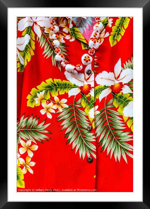 Colorful Red Hawaiian Shirt Maui Hawaii Framed Mounted Print by William Perry