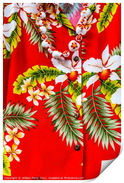 Colorful Red Hawaiian Shirt Maui Hawaii Print by William Perry