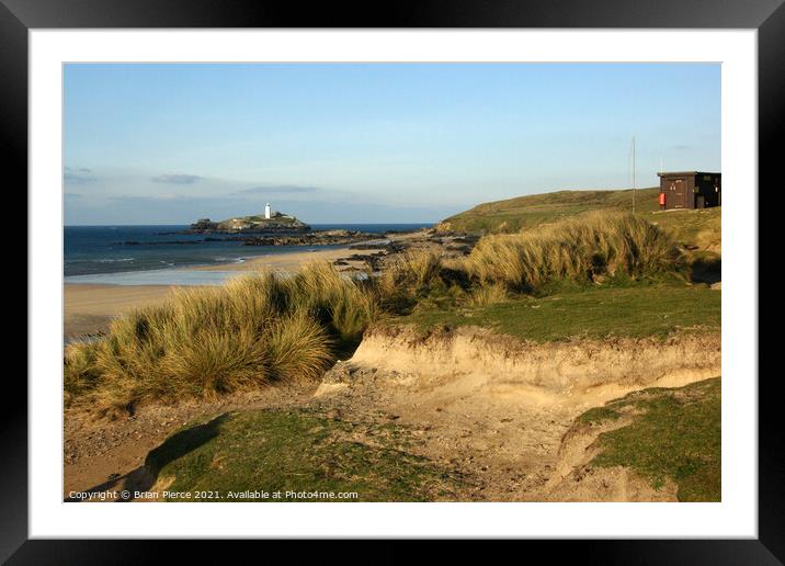 Godrevy Lighthouse and Sand Dunes Framed Mounted Print by Brian Pierce