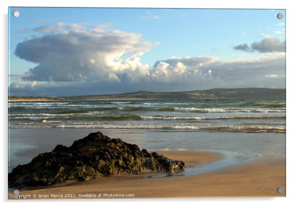 Looking across St Ives Bay Acrylic by Brian Pierce