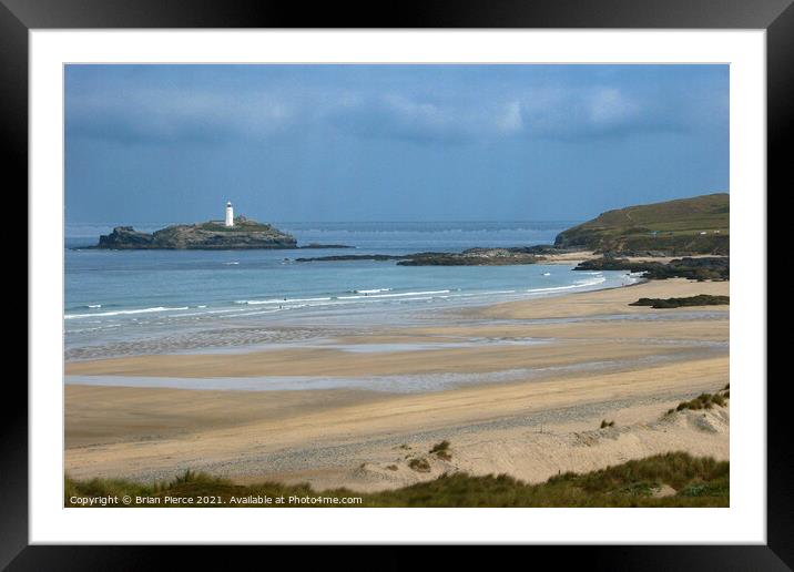 Gwithian Beach and Godrevy Lighthouse  Framed Mounted Print by Brian Pierce
