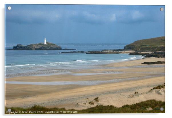 Gwithian Beach and Godrevy Lighthouse  Acrylic by Brian Pierce