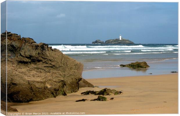 Godrevy lighthouse, Gwithian, Hayle, Cornwall  Canvas Print by Brian Pierce