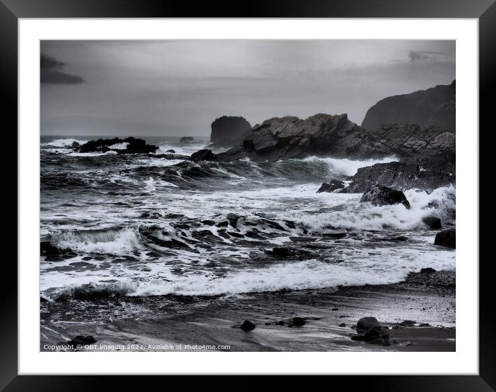 Stormy Sea Near Needle Eye Rock Macduff Scotland Framed Mounted Print by OBT imaging