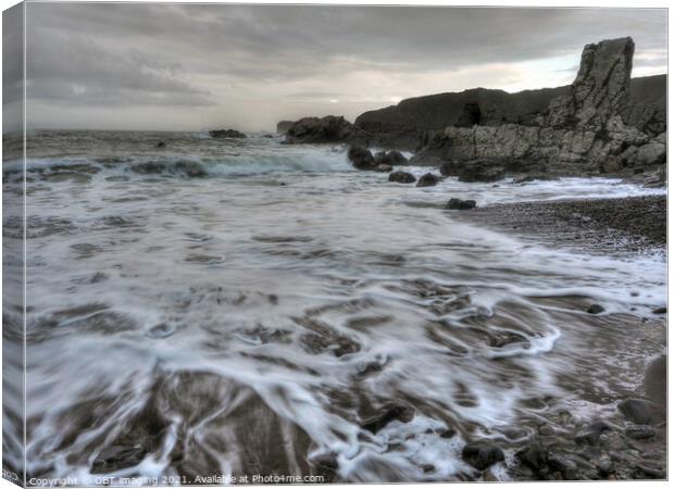 Sea Swirl Near Needle Eye Rock Macduff Scotland Canvas Print by OBT imaging