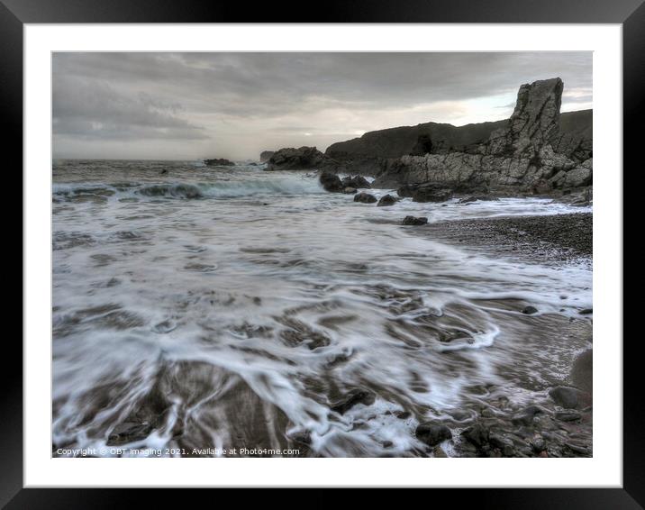 Sea Swirl Near Needle Eye Rock Macduff Scotland Framed Mounted Print by OBT imaging