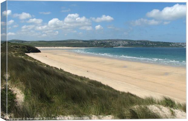 Hayle Beach with Carbis Bay in the Distance Canvas Print by Brian Pierce