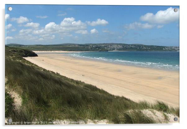 Hayle Beach with Carbis Bay in the Distance Acrylic by Brian Pierce