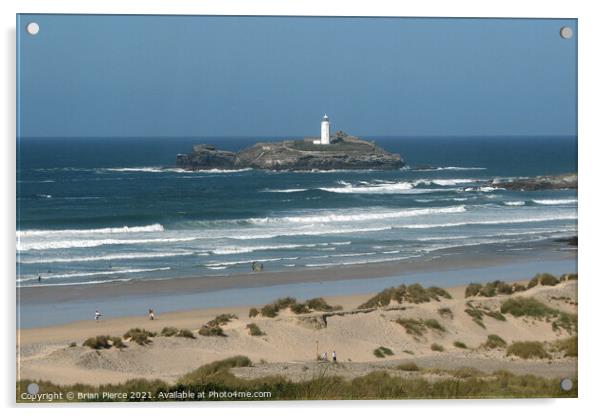Godrevy Lighthouse and Gwithian, Cornwall  Acrylic by Brian Pierce
