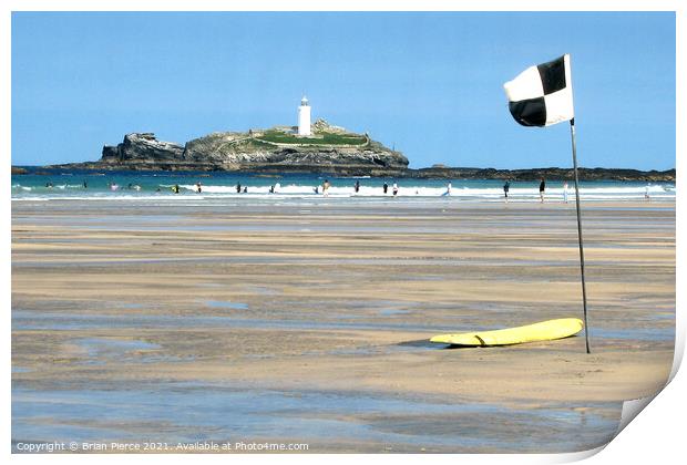 Godrevy Lighthouse, Gwithian, Hayle, Cornwall  Print by Brian Pierce