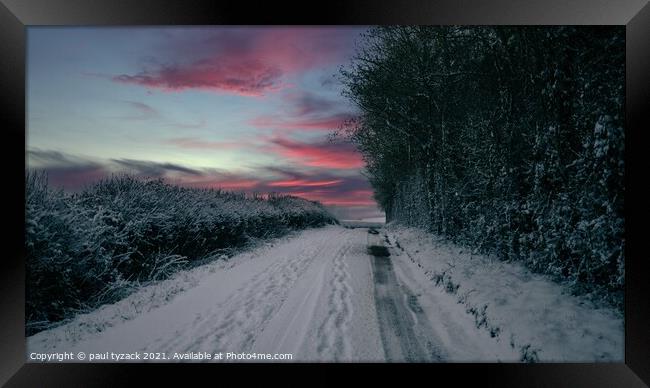 Snowy lane Framed Print by Paul Tyzack