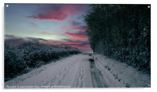 Snowy lane Acrylic by Paul Tyzack