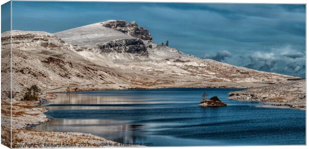 The Storr and loch Fada on Sunday 24th of January 2021. Canvas Print by Richard Smith